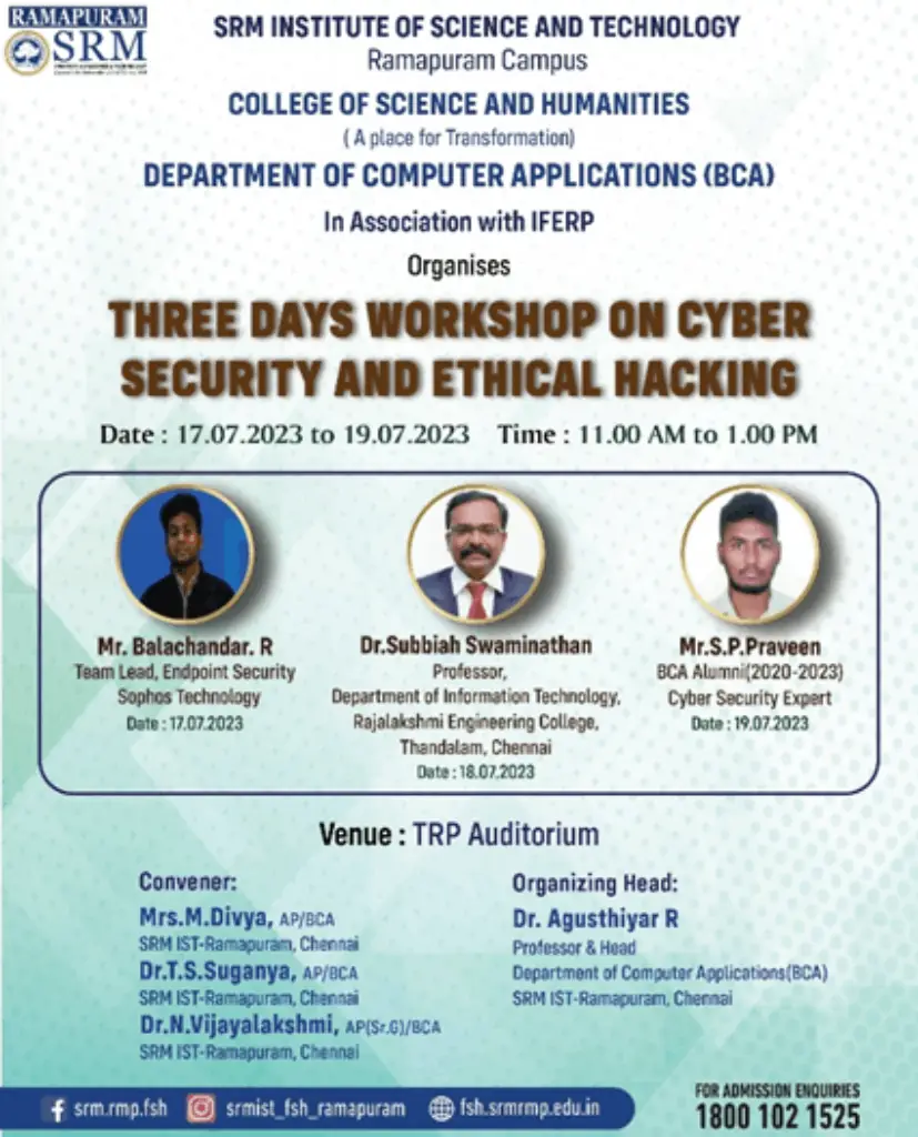 Three Days Workshop on Cyber Security and Ethical Hacking