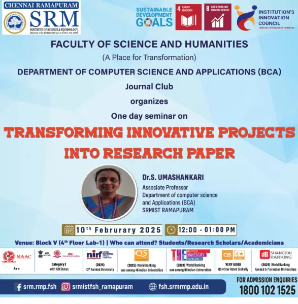 Transforming Innovative Projects into Research Paper – Journal Club Seminar