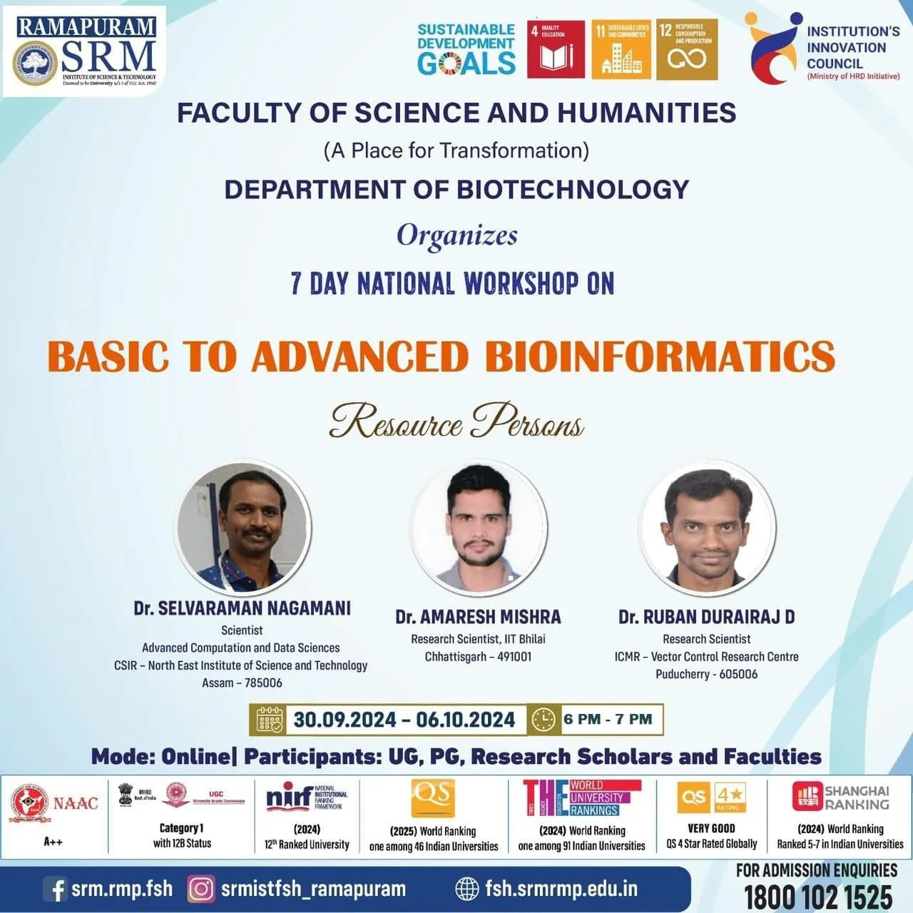 7-Day National Workshop on Basic to Advanced Bioinformatics