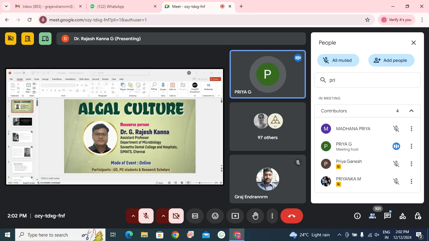 Virtual Workshop on “Algal Culture” - photo 1
