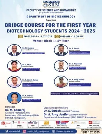 Bridge Course for the First Year Biotechnology Students 2024-2025