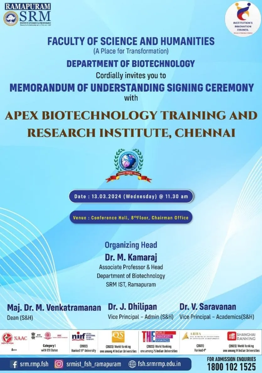 Memorandum of Understanding Signing Ceremony (ABTRI, Guindy)