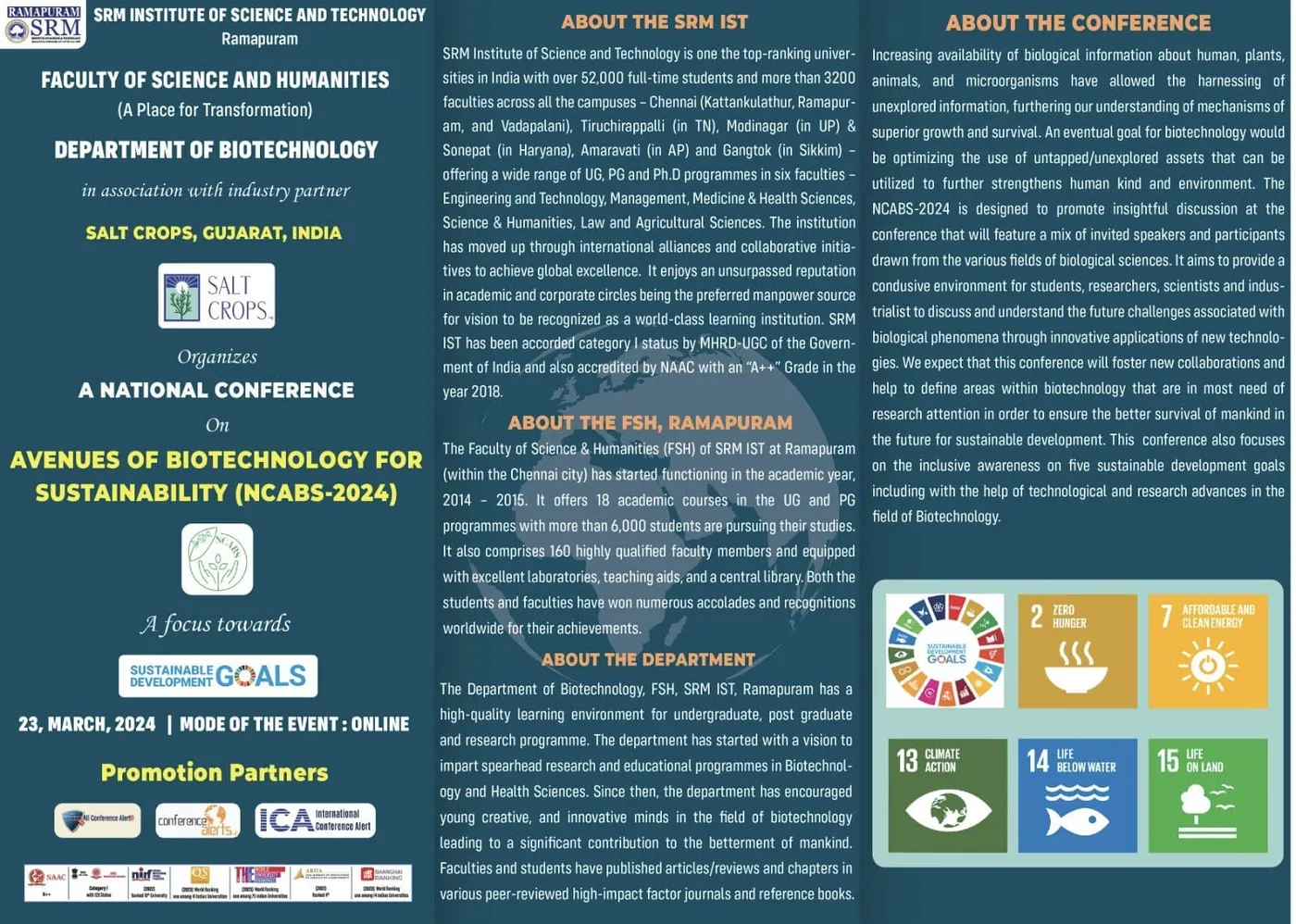 National Conference on Avenues of Biotechnology for Sustainability