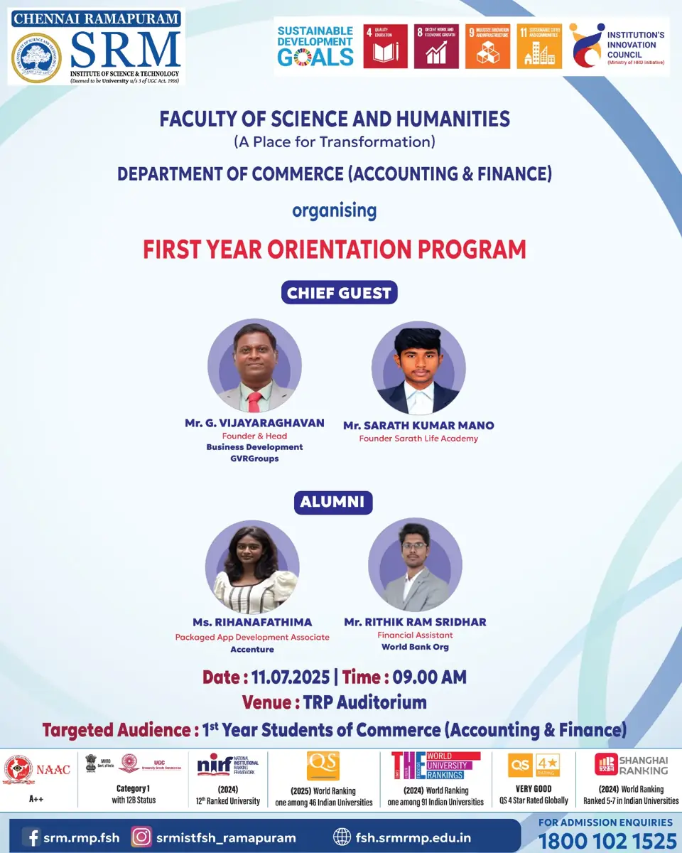 First Year Orientation Program for UG & PG Students - Accounting & Finance