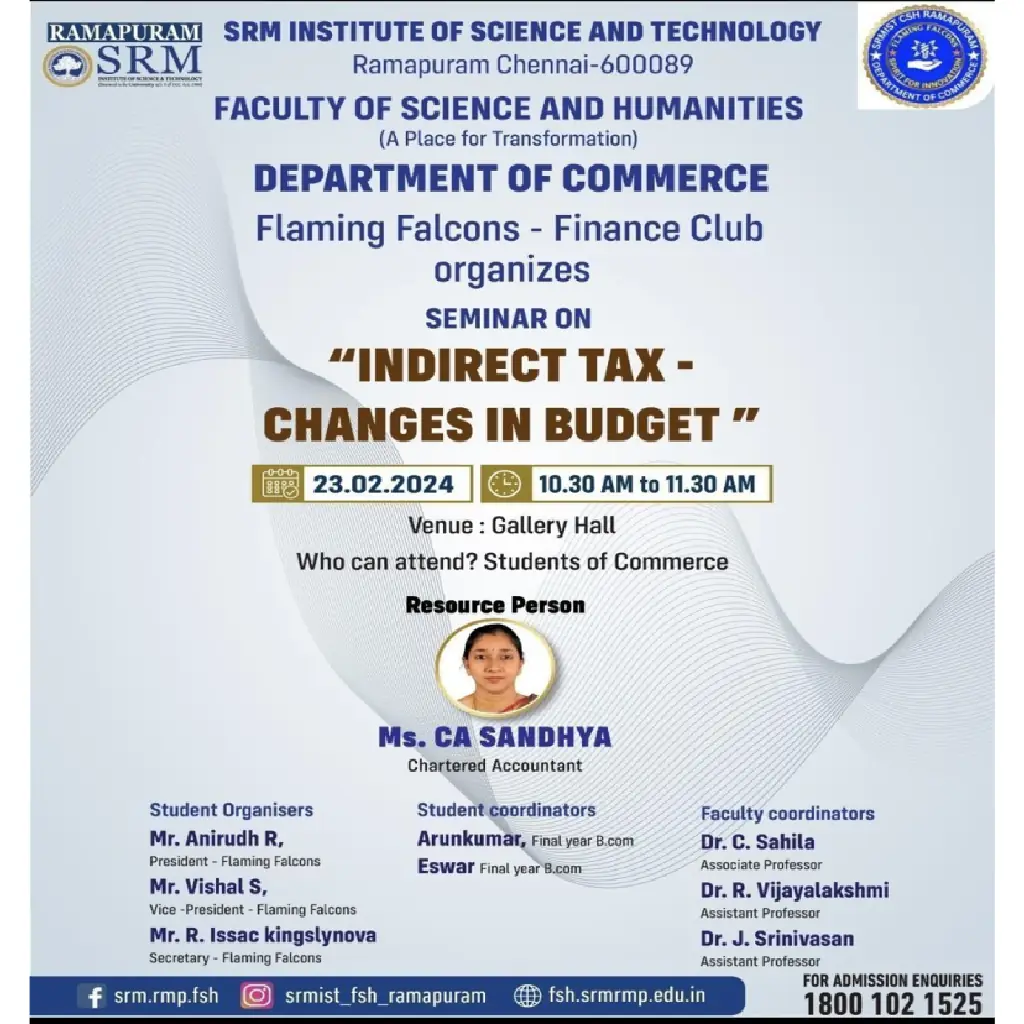 Indirect tax – Changes in Budget