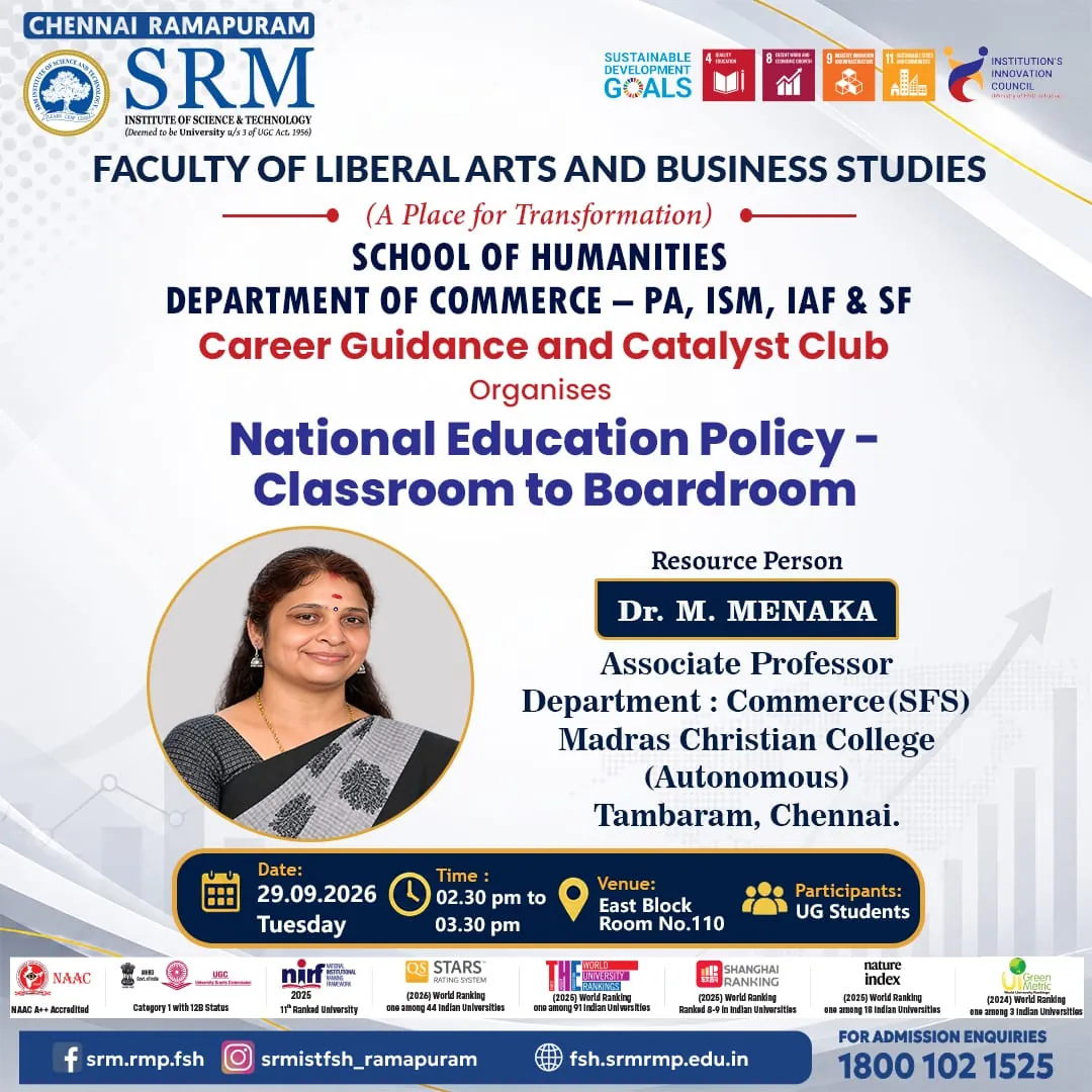 Guest Speaker Session on National Education Policy - Classroom to Boardroom poster