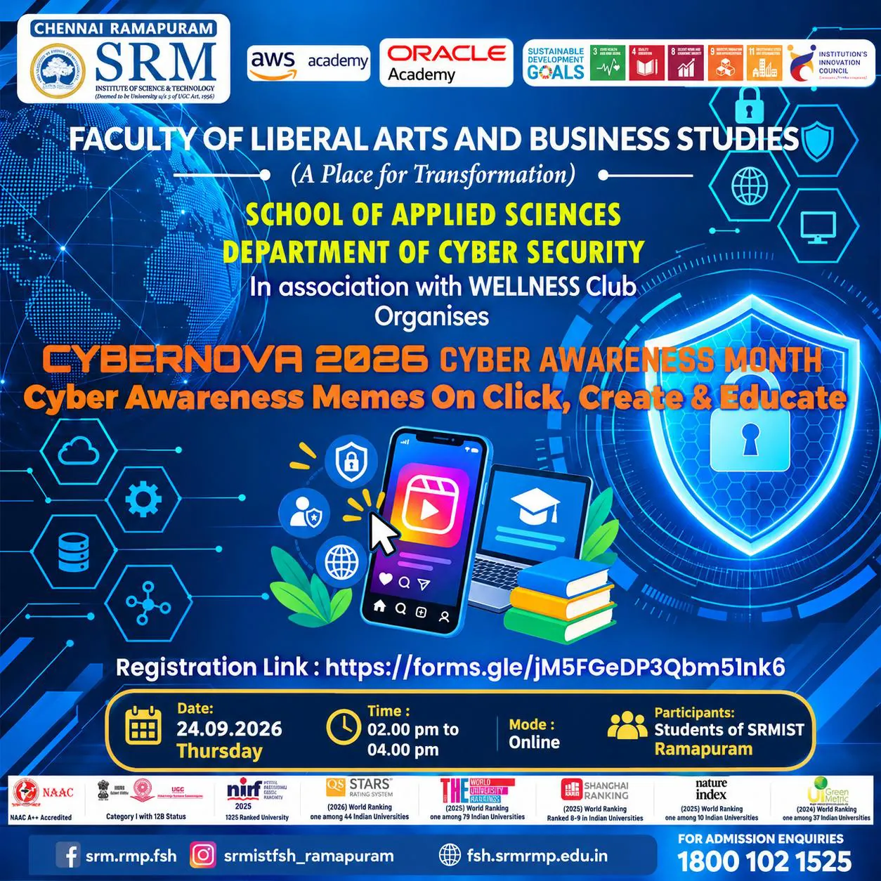 CYBERNOVA 2026 - Cyber Awareness Memes: Click, Create & Educate poster
