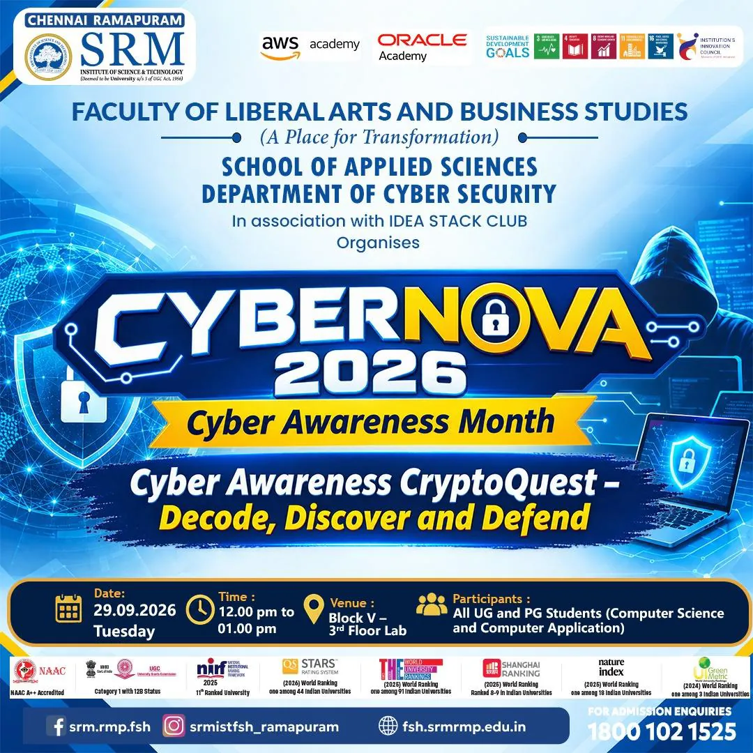 CYBERNOVA 2026 - Cyber Awareness CryptoQuest: Decode, Discover and Defend poster