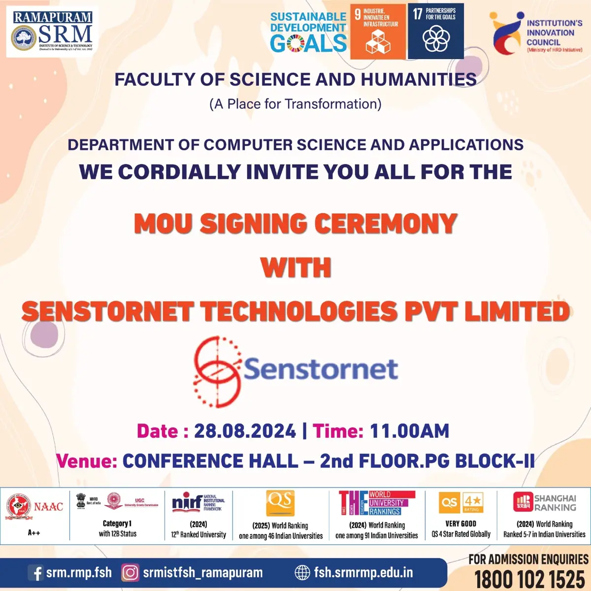 MoU Signing Ceremony with Senstornet Technologies Pvt Ltd.