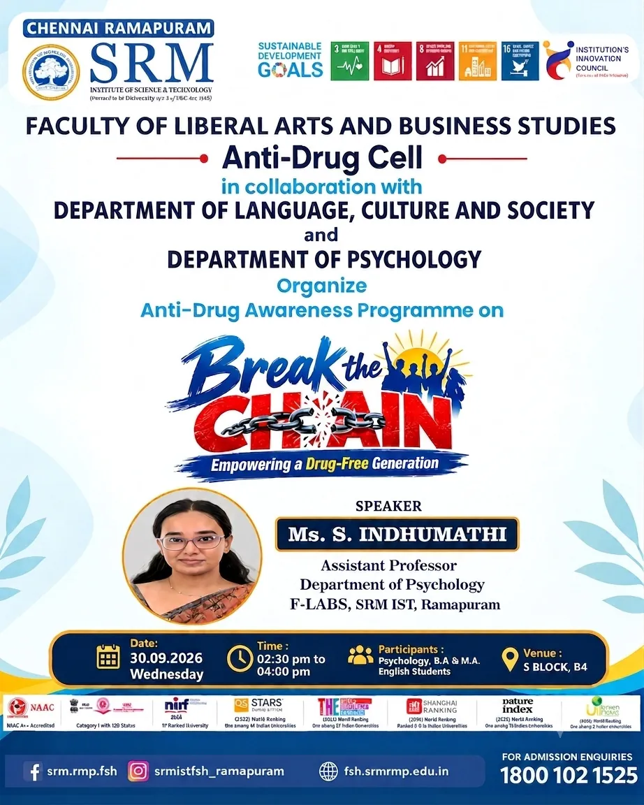 Anti-Drug Awareness Programme - Break the Chain: Empowering a Drug-Free Generation poster