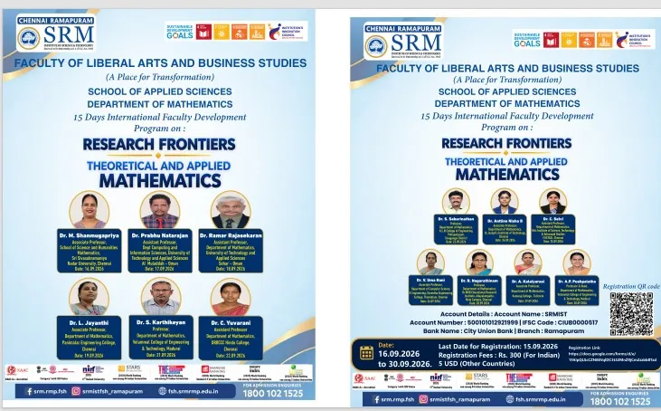 International 15-Day FDP on Research Frontiers: Theoretical and Applied Mathematics poster
