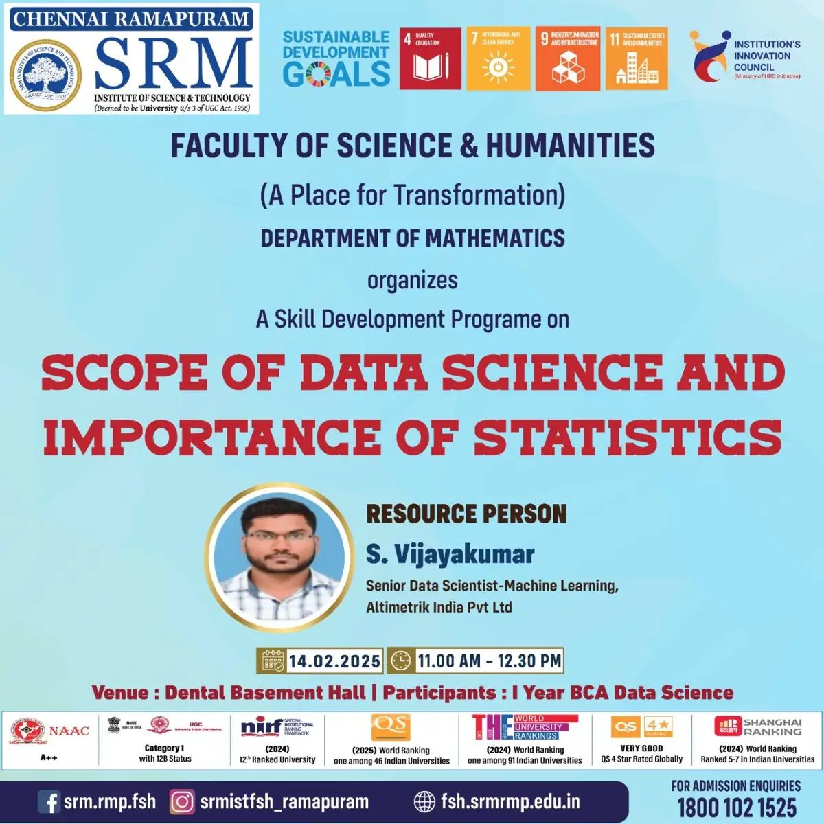 A Skill development programme on Scope of Data Science and Importance of Statistics