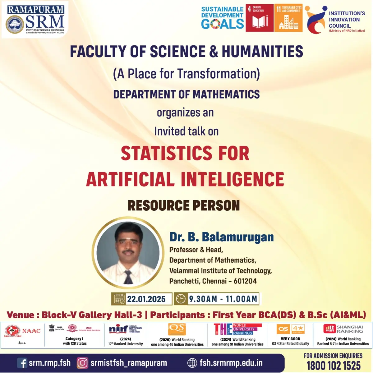 An Invited Talk on “Statistics for Artificial Intelligence”