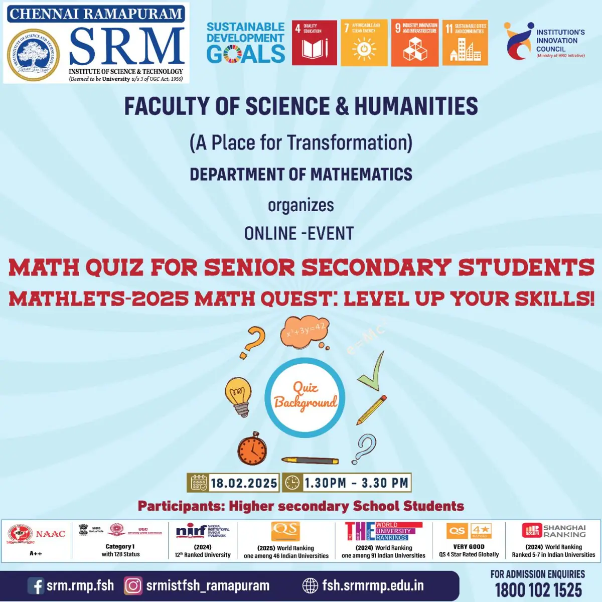 Mathlet’s 2025 – Math Quiz for Senior Secondary Students