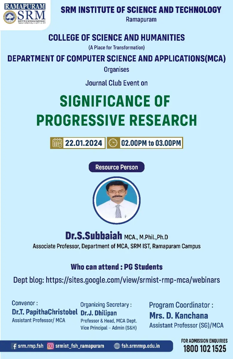 Journal Club Event on Significance of Progressive Research