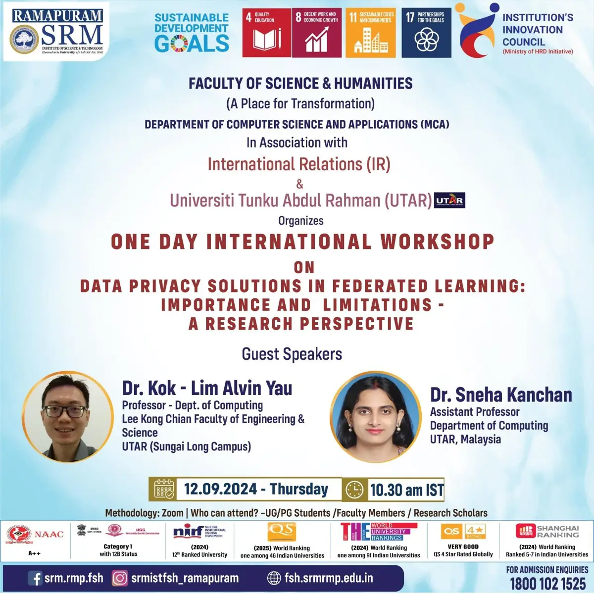 One Day International Workshop on *Data Privacy Solutions in Federated Learning: Importance and Limitations – A Research Perspective”