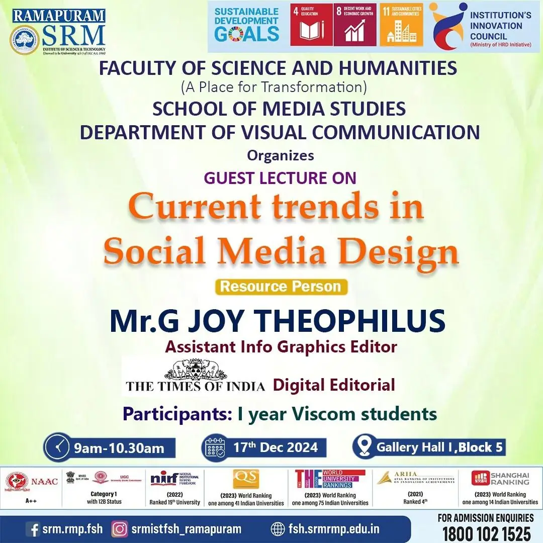 Current Trends In Social Media Design with Mr. G. Joy Theophilus