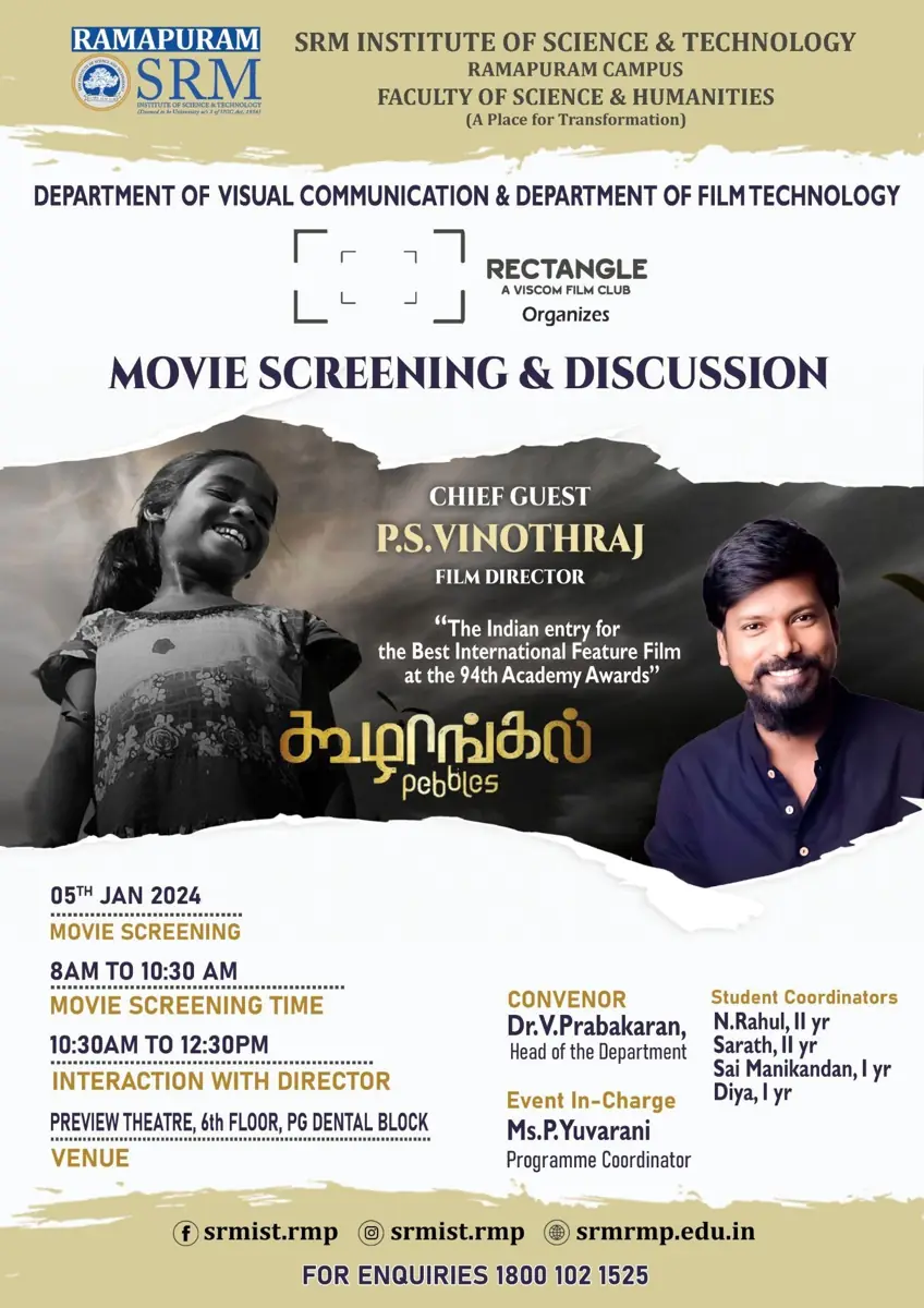 Koozhangal - Movie screening and Interaction with Director, Mr. P S Vinothraj
