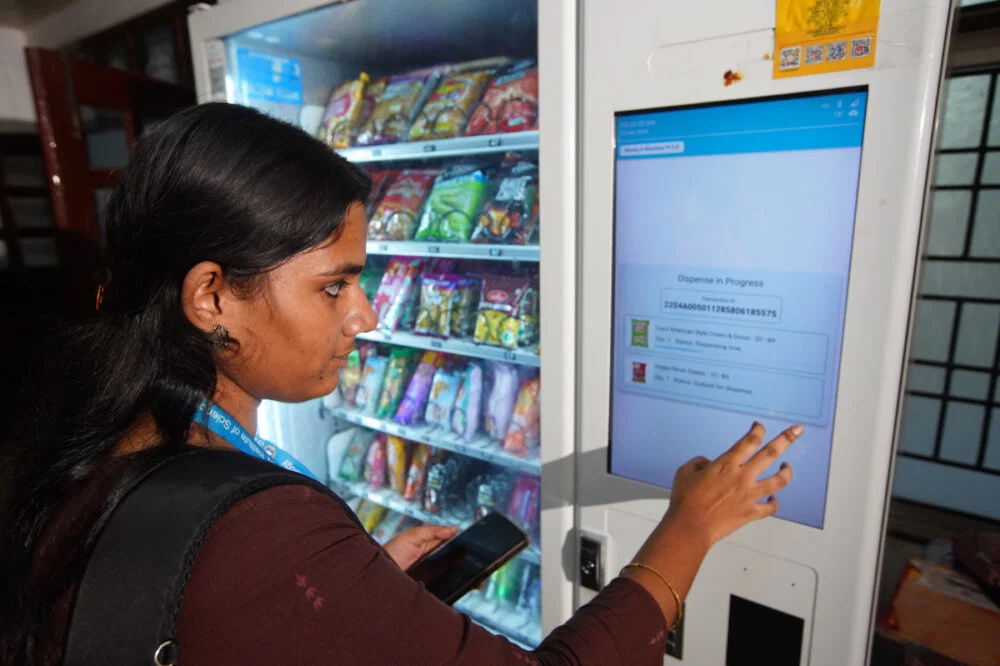 Student at a smart vending machine