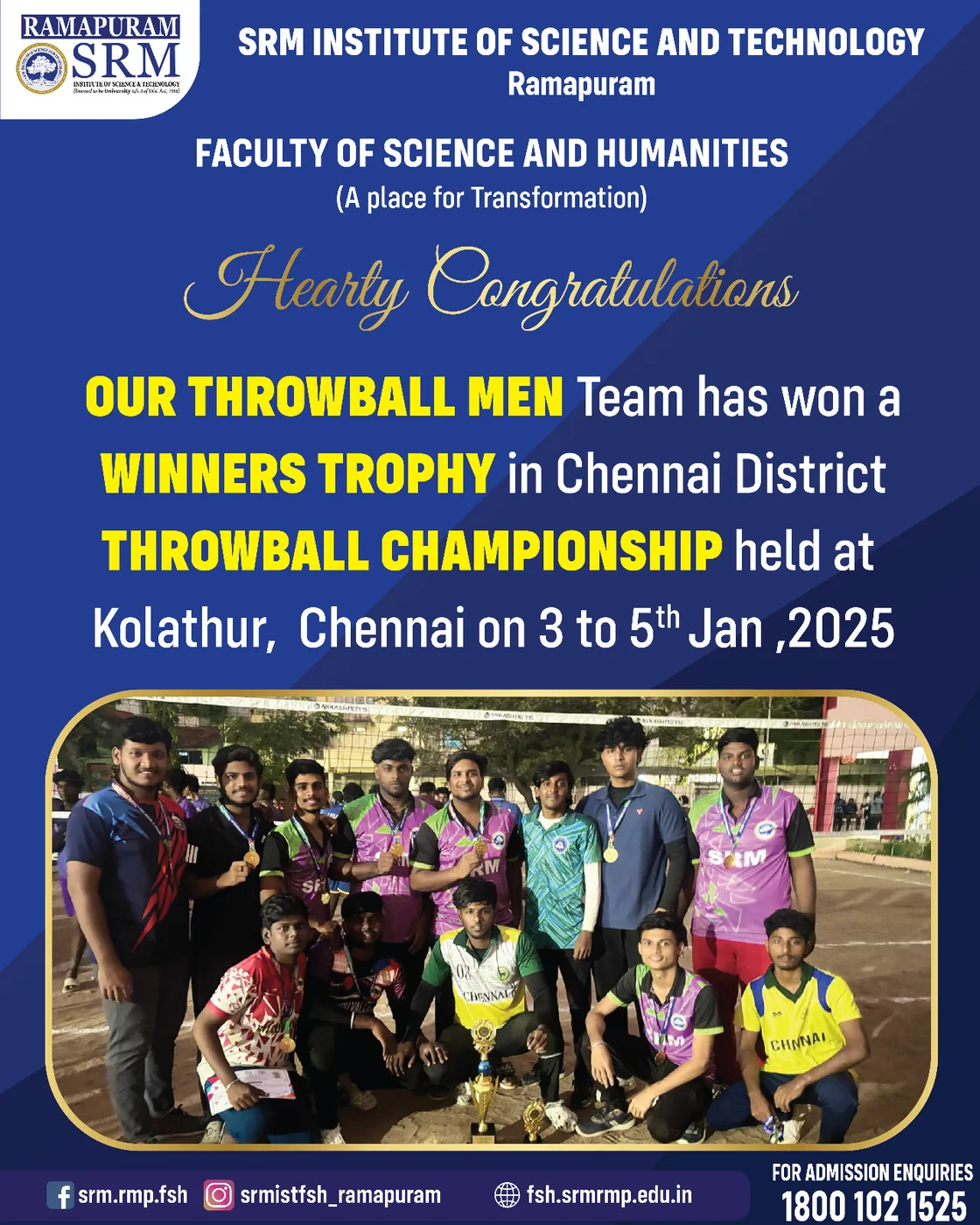 Throwball Men - Winners Trophy. Chennai District Throwball Championship, Kolathur, Chennai