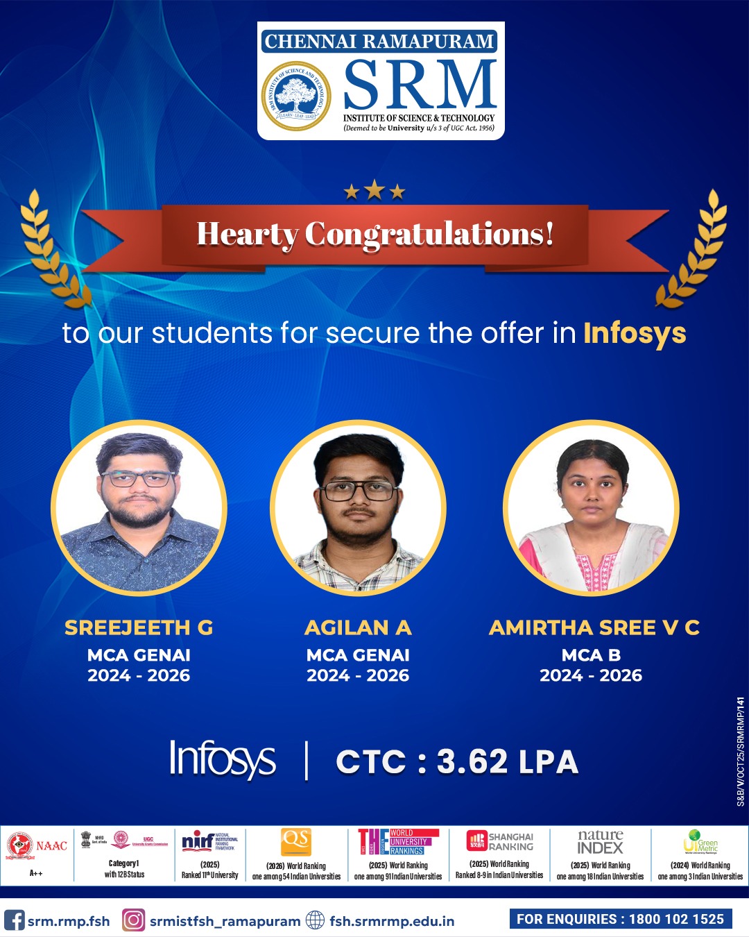 Student placed at Infosys